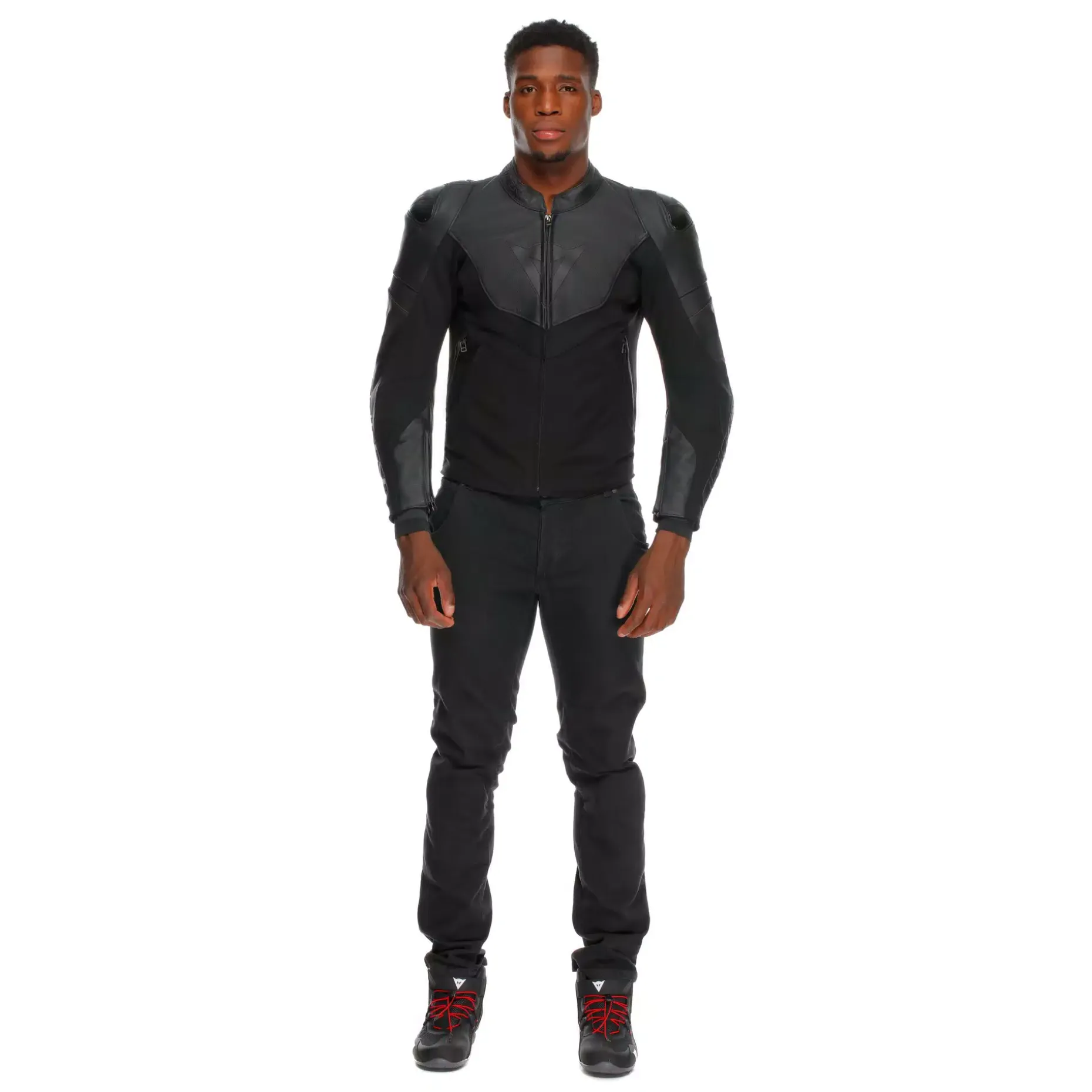 IPERATTIVA - CHAQUETA DE MOTO EN CUERO Y TELA PARA HOMBRE