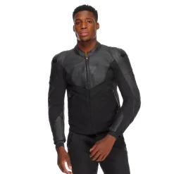 IPERATTIVA - CHAQUETA DE MOTO EN CUERO Y TELA PARA HOMBRE