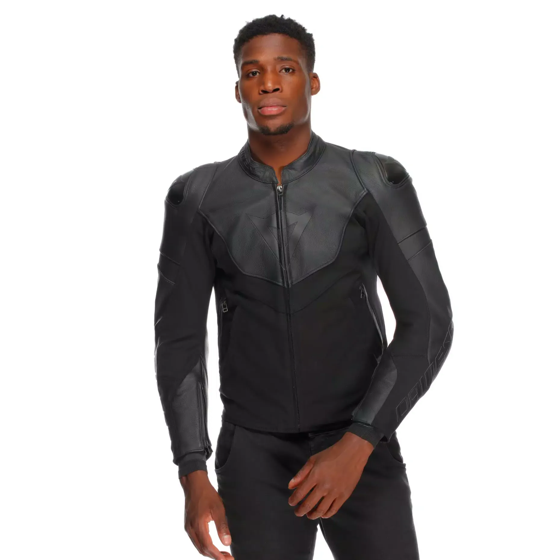 IPERATTIVA - CHAQUETA DE MOTO EN CUERO Y TELA PARA HOMBRE