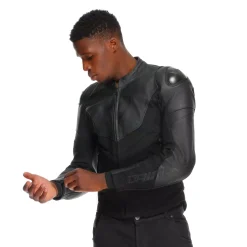 IPERATTIVA - CHAQUETA DE MOTO EN CUERO Y TELA PARA HOMBRE