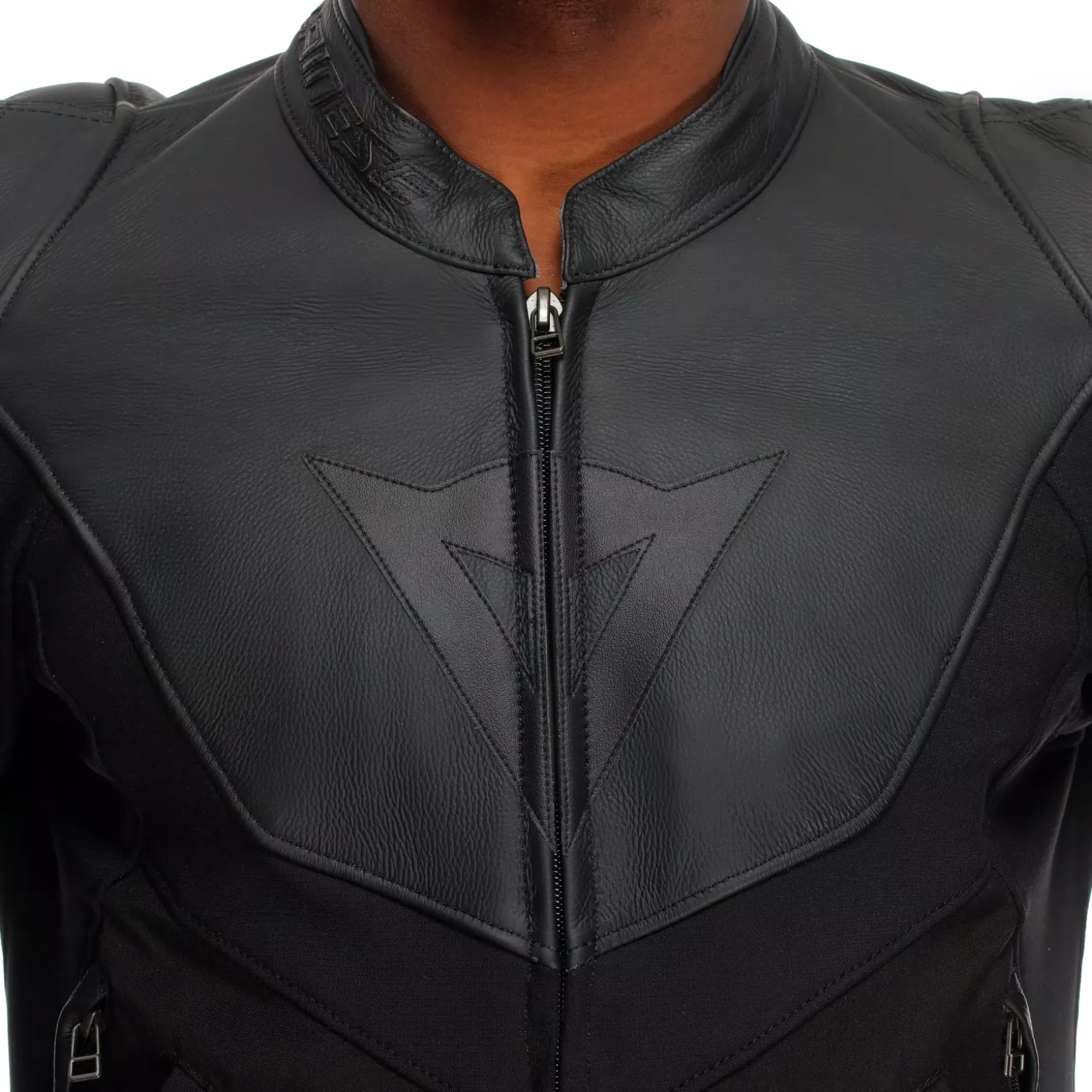 IPERATTIVA - CHAQUETA DE MOTO EN CUERO Y TELA PARA HOMBRE