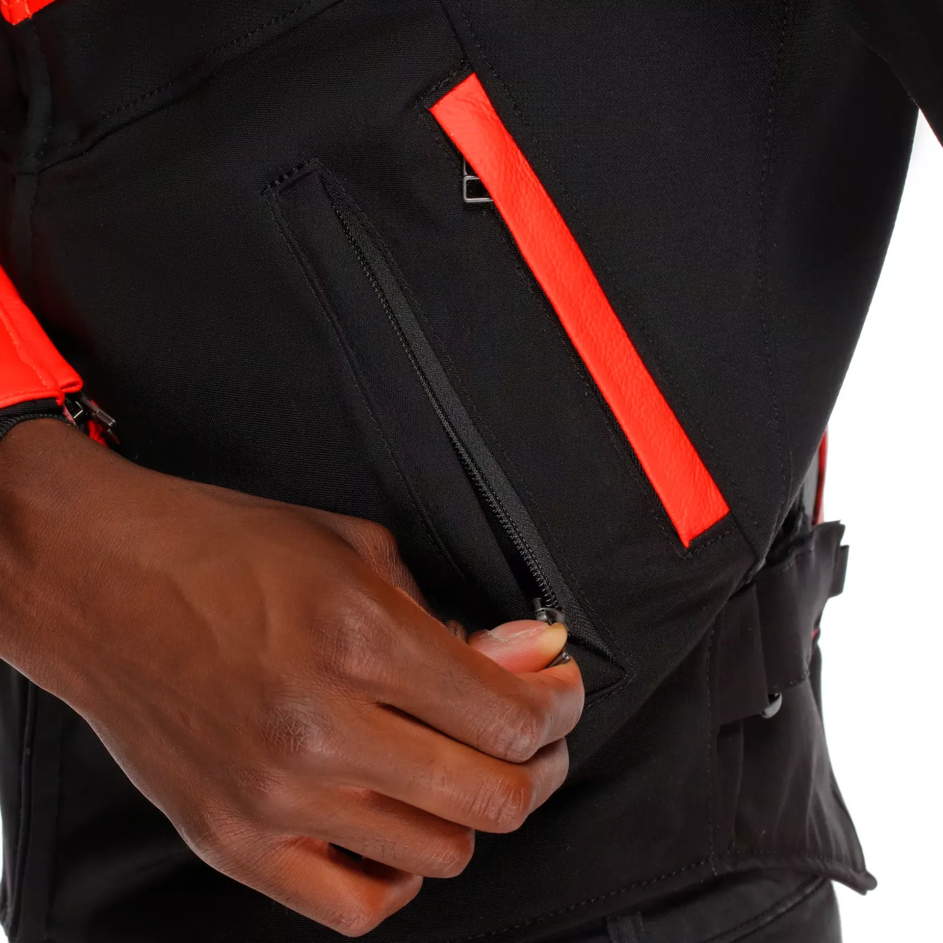 IPERATTIVA - CHAQUETA DE MOTO EN CUERO Y TELA PARA HOMBRE