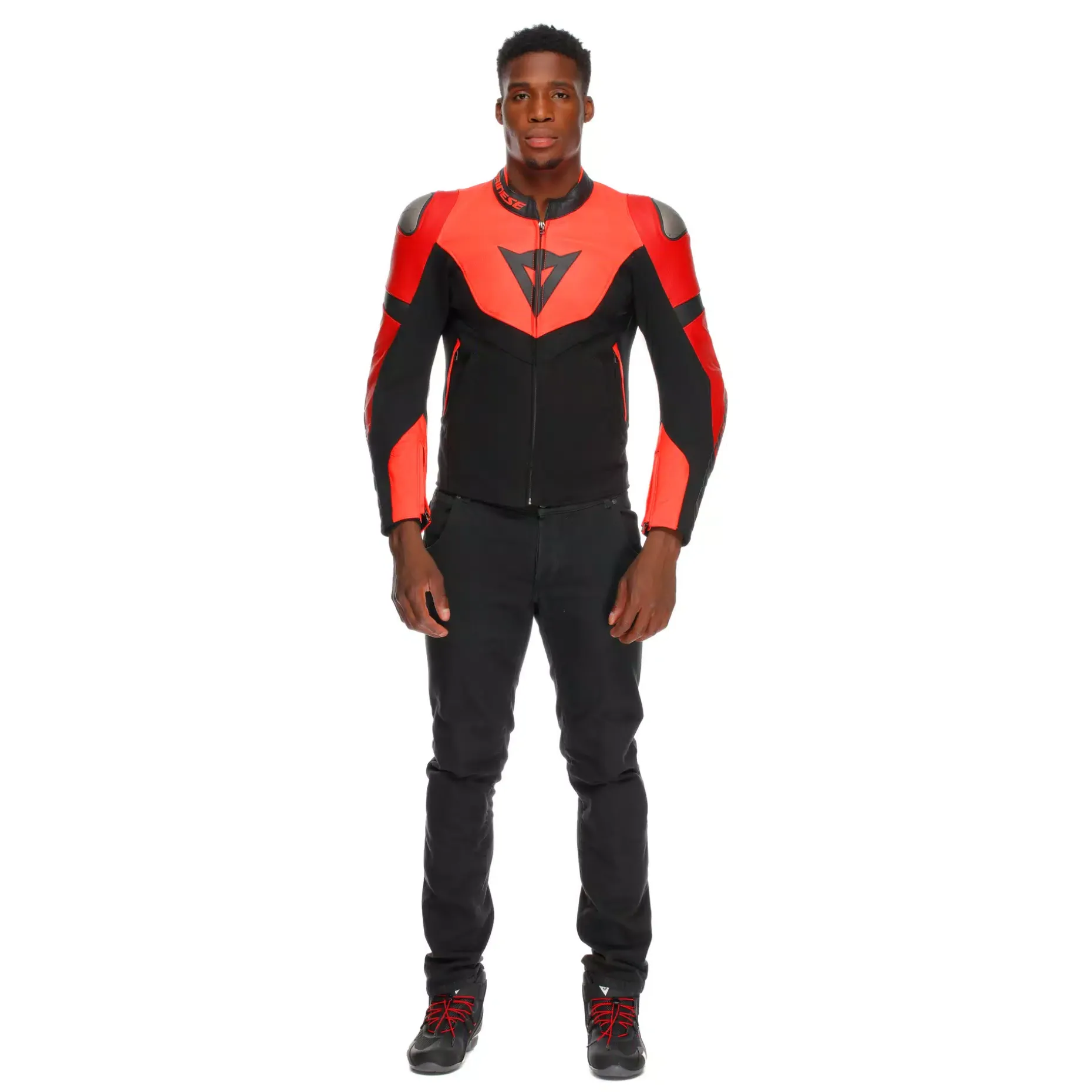 IPERATTIVA - CHAQUETA DE MOTO EN CUERO Y TELA PARA HOMBRE