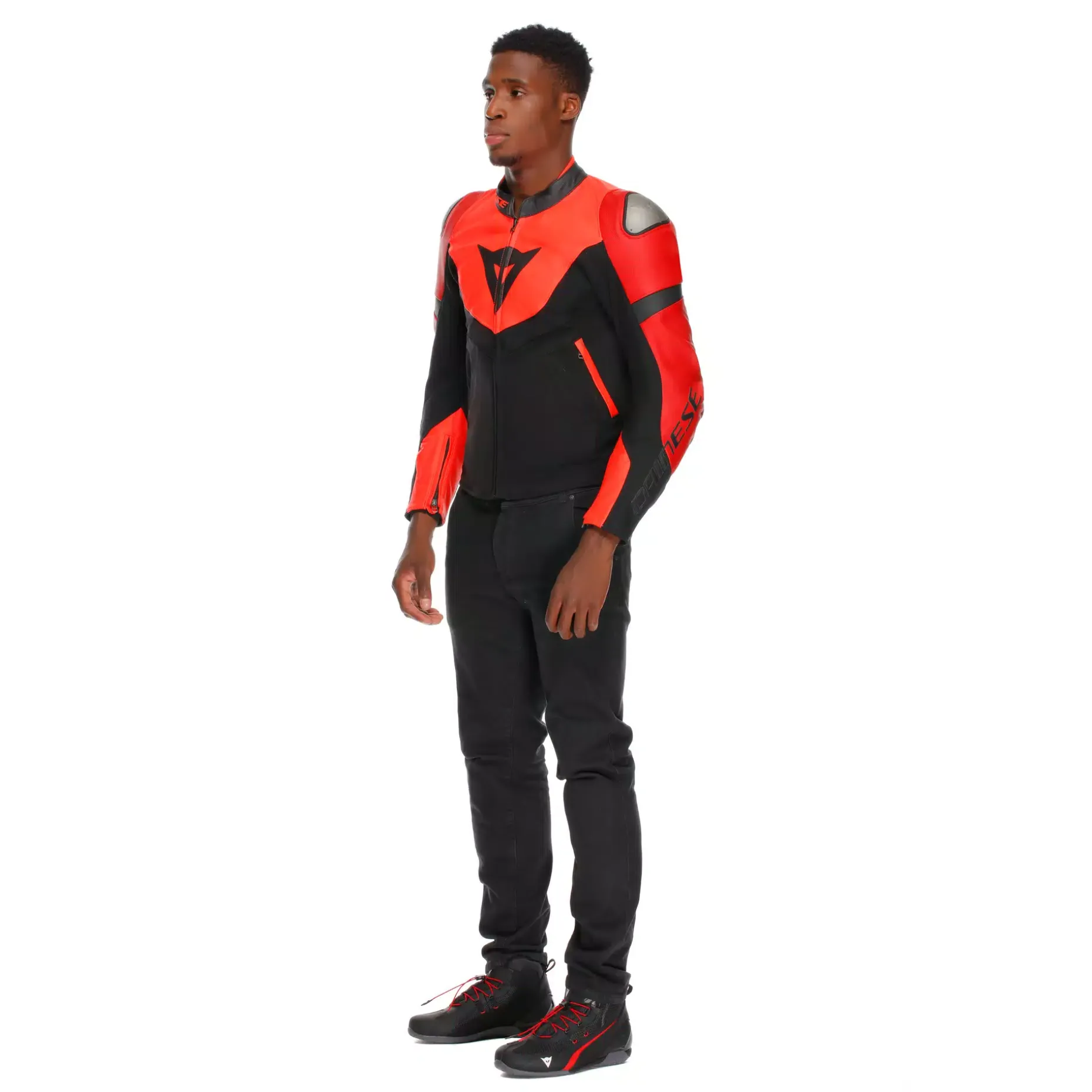 IPERATTIVA - CHAQUETA DE MOTO EN CUERO Y TELA PARA HOMBRE
