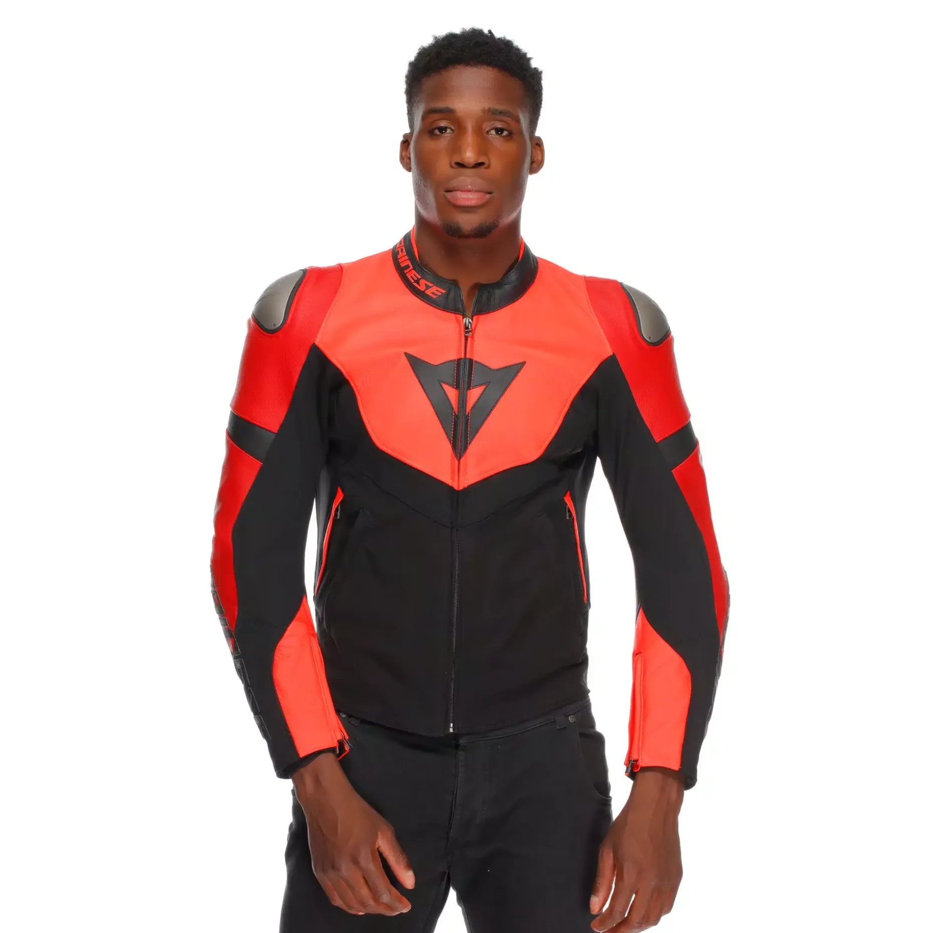 IPERATTIVA - CHAQUETA DE MOTO EN CUERO Y TELA PARA HOMBRE