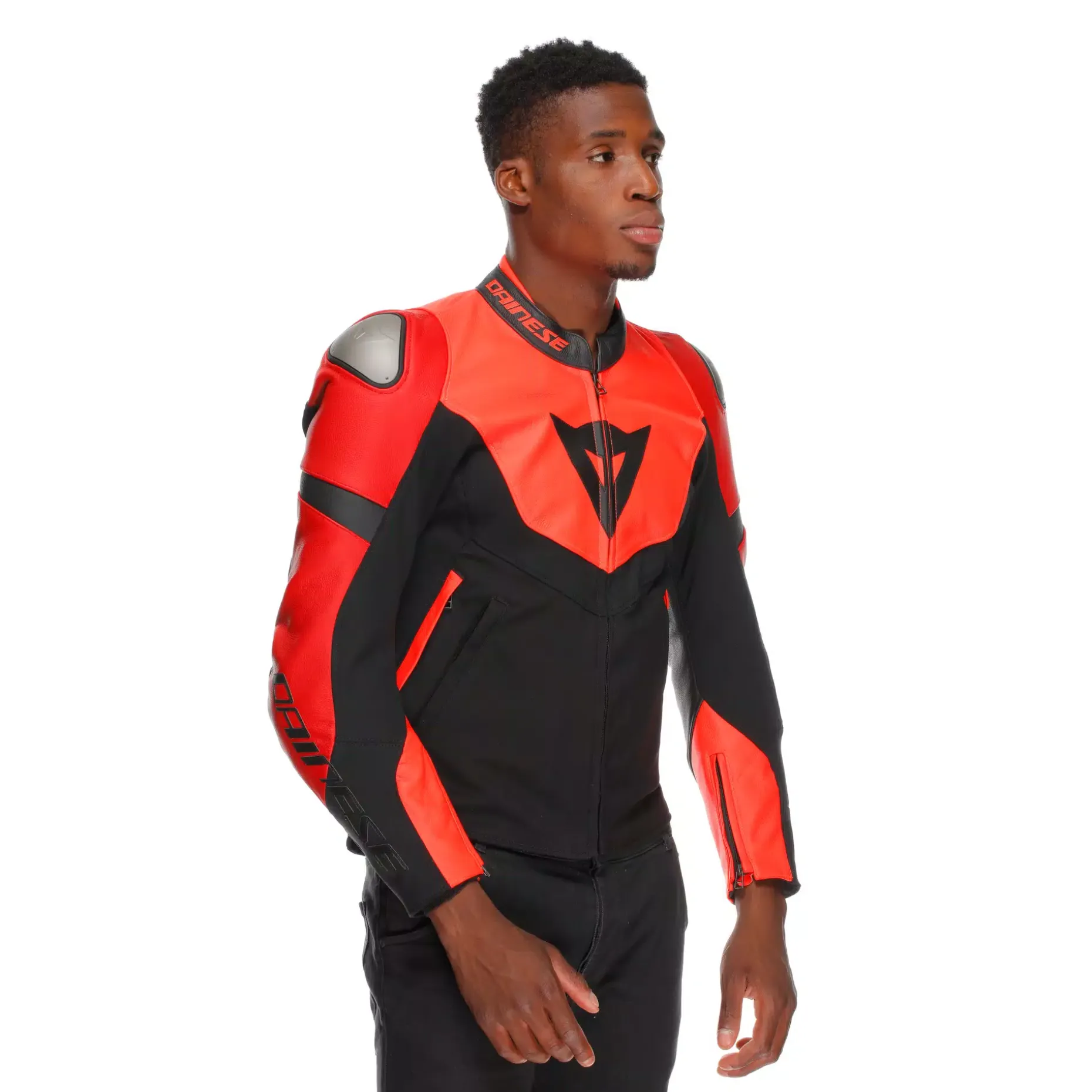 IPERATTIVA - CHAQUETA DE MOTO EN CUERO Y TELA PARA HOMBRE