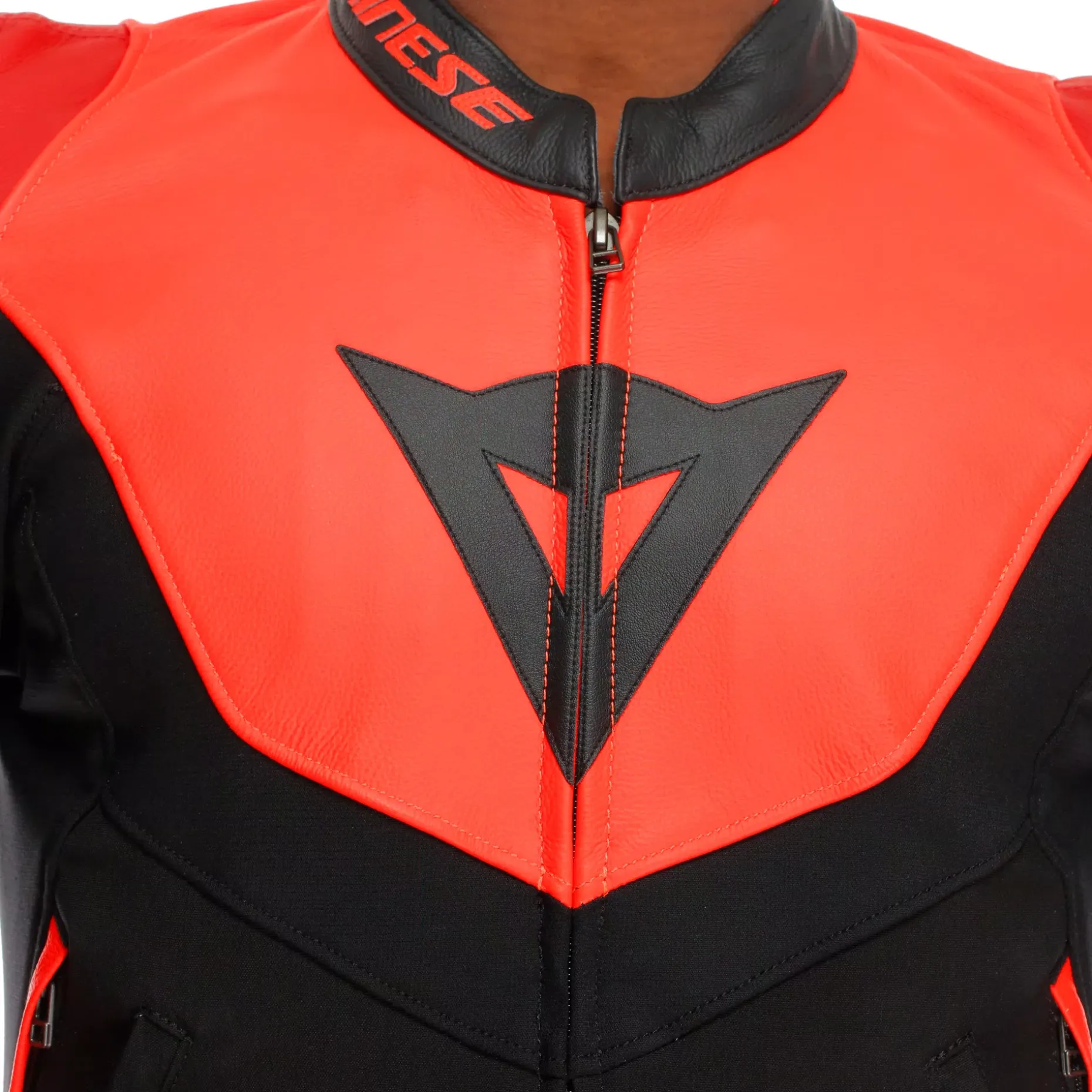 IPERATTIVA - CHAQUETA DE MOTO EN CUERO Y TELA PARA HOMBRE