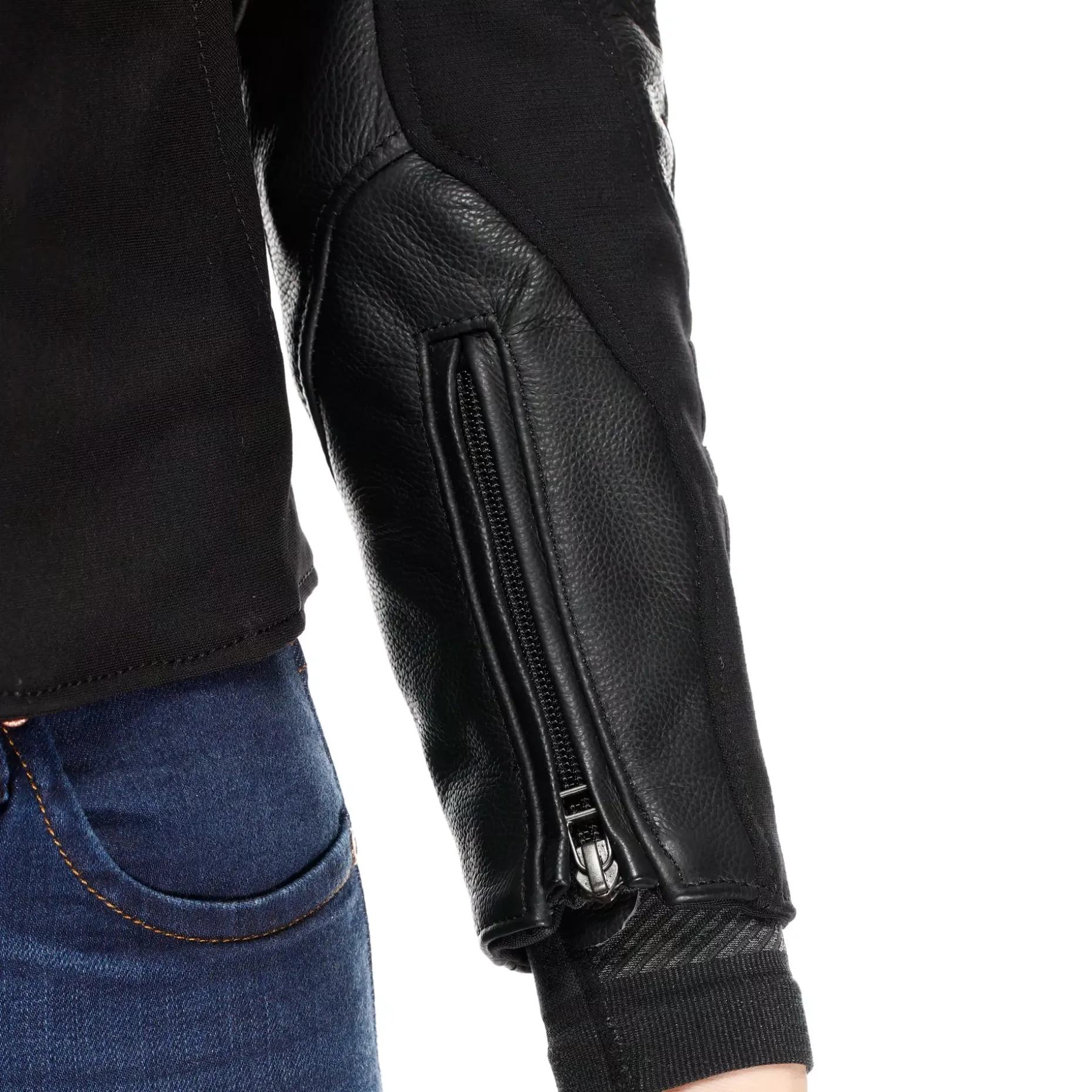 IPERATTIVA - CHAQUETA MOTO EN PIEL Y TEJIDO MUJER