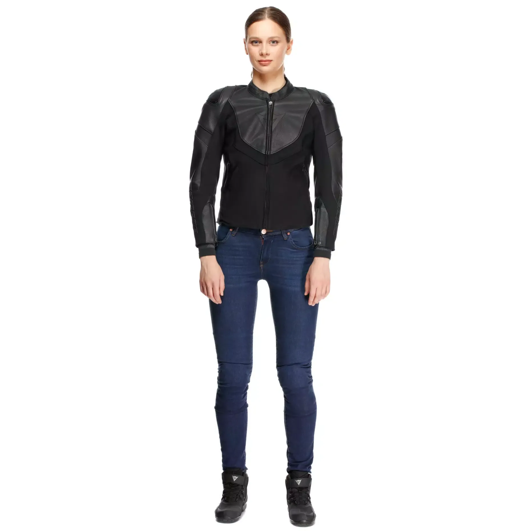 IPERATTIVA - CHAQUETA MOTO EN PIEL Y TEJIDO MUJER