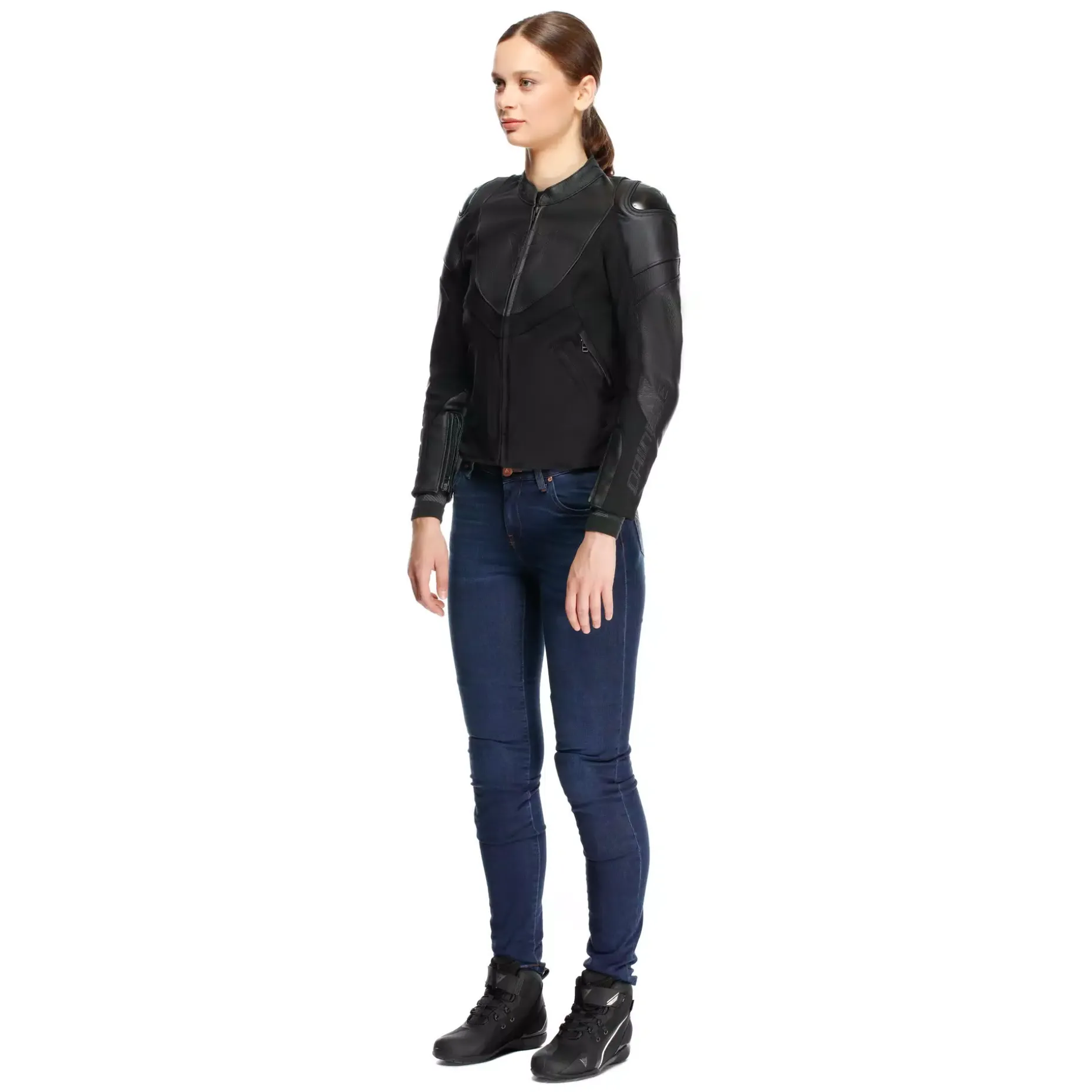 IPERATTIVA - CHAQUETA MOTO EN PIEL Y TEJIDO MUJER