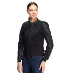 IPERATTIVA - CHAQUETA MOTO EN PIEL Y TEJIDO MUJER