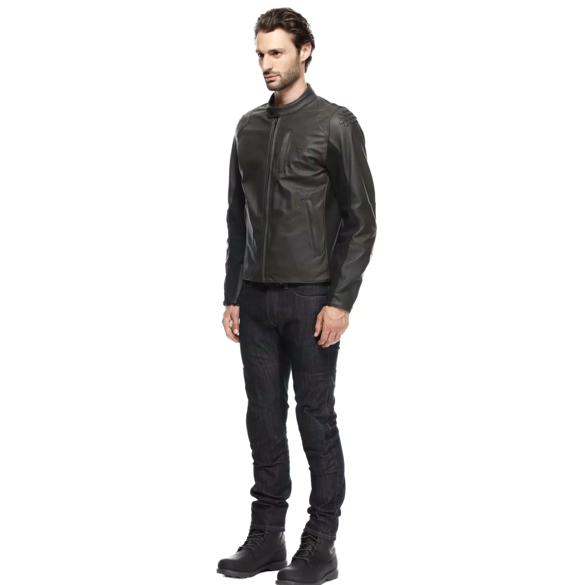 ISTRICE CHAQUETA DE CUERO PERFORADO MOTO HOMBRE
