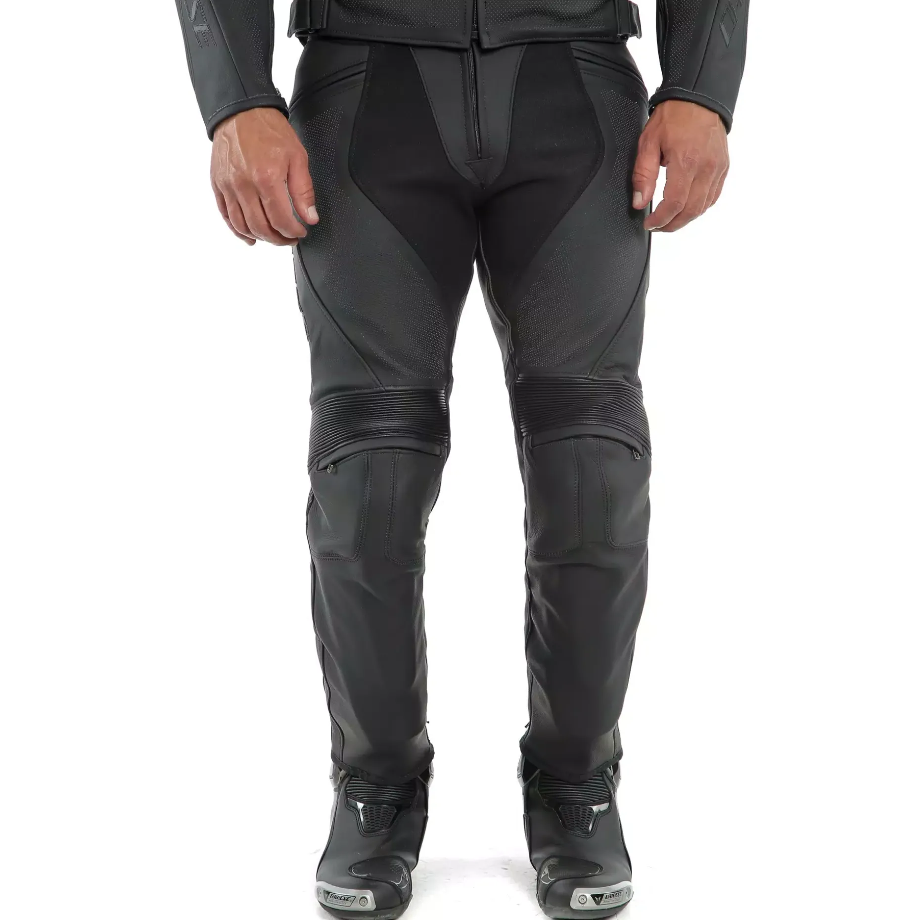 PONY 3 PANTALONES DE CUERO PERFORADO MOTO HOMBRE