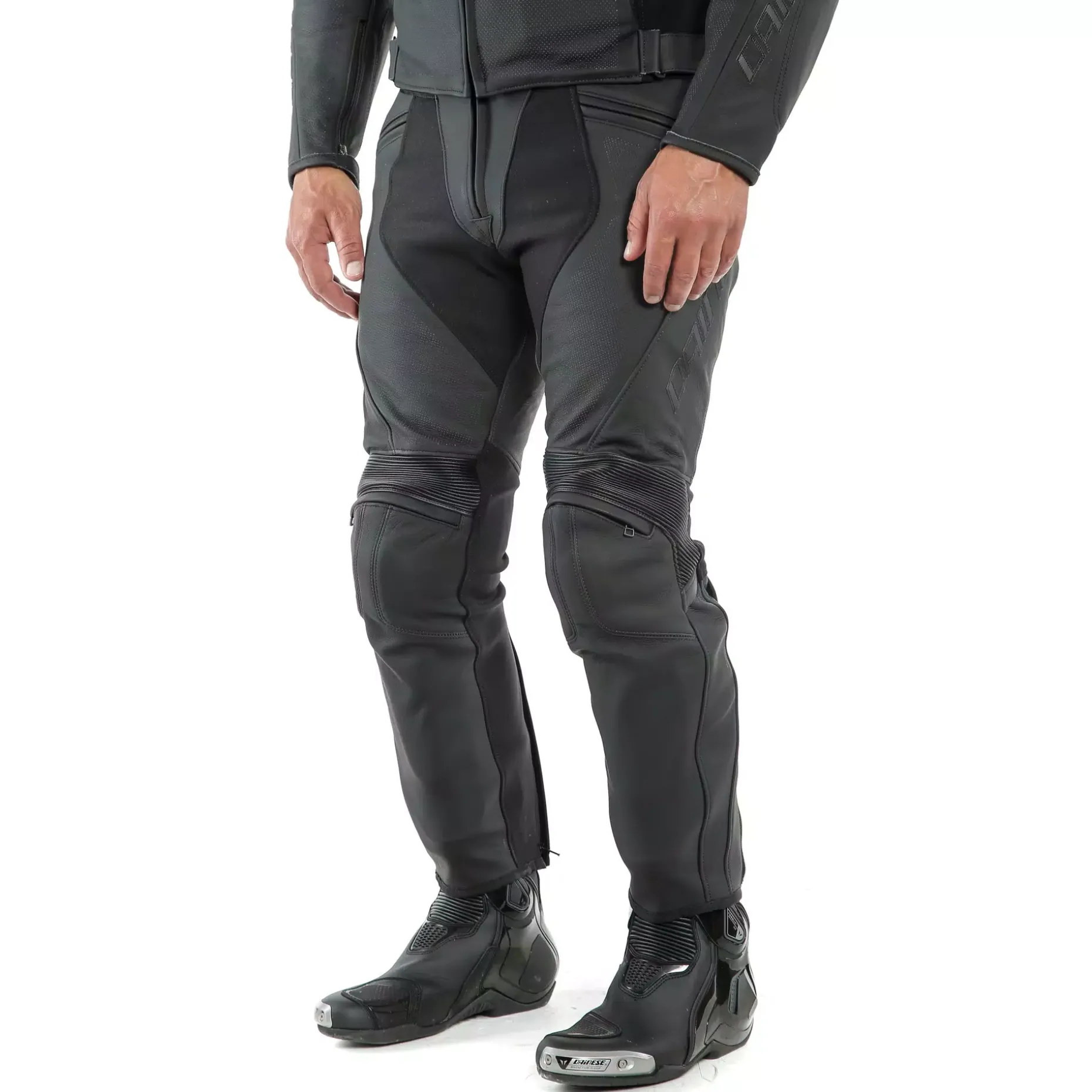PONY 3 PANTALONES DE CUERO PERFORADO MOTO HOMBRE