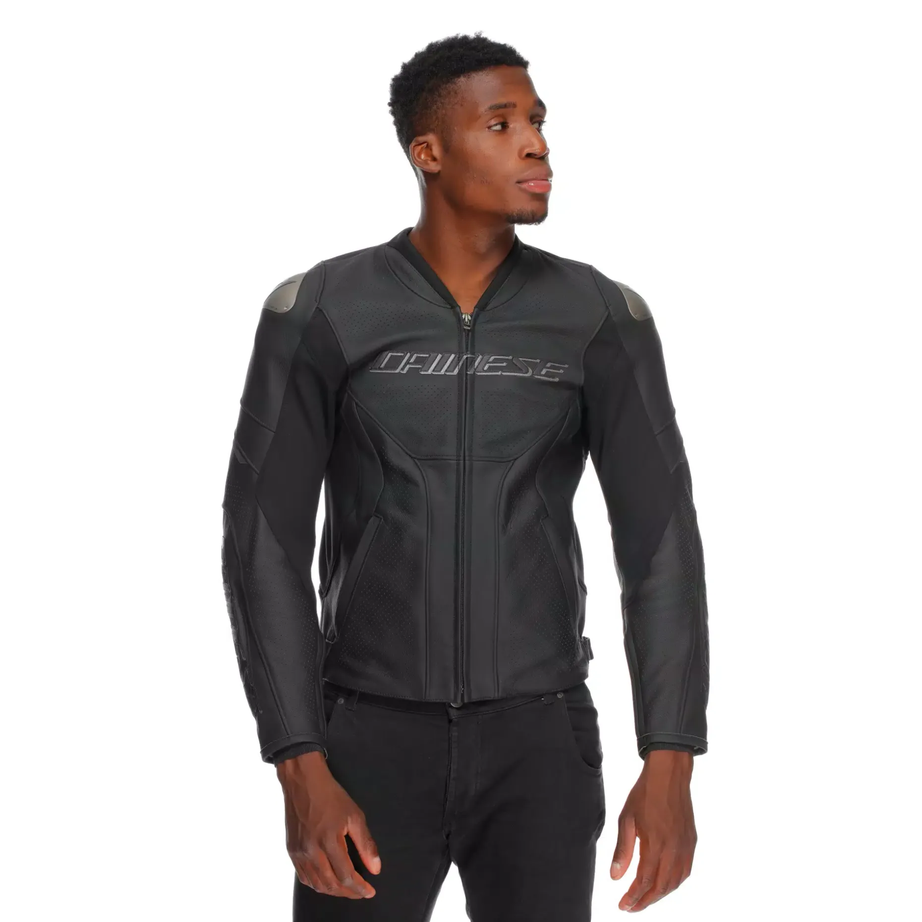 RACING 5 - CHAQUETA DE MOTO DE CUERO PERFORADA HOMBRE - TALLA SHORT/TALL (S/T)