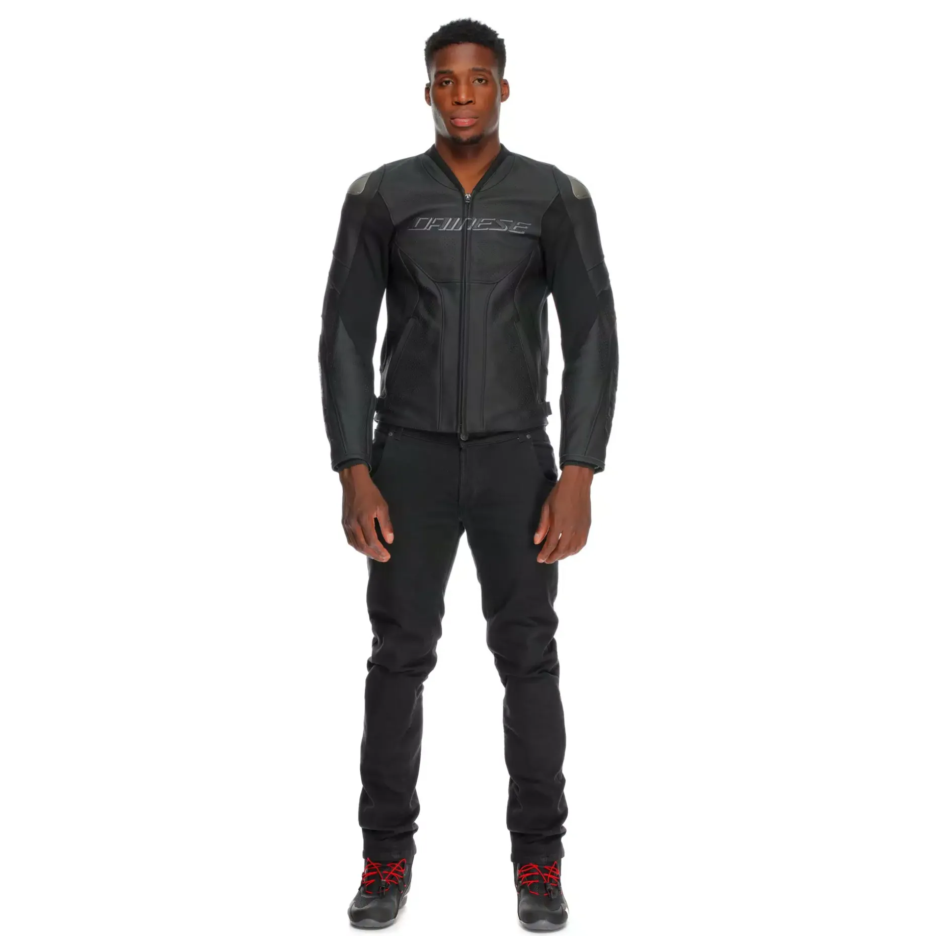 RACING 5 - CHAQUETA MOTO DE CUERO PERFORADA HOMBRE